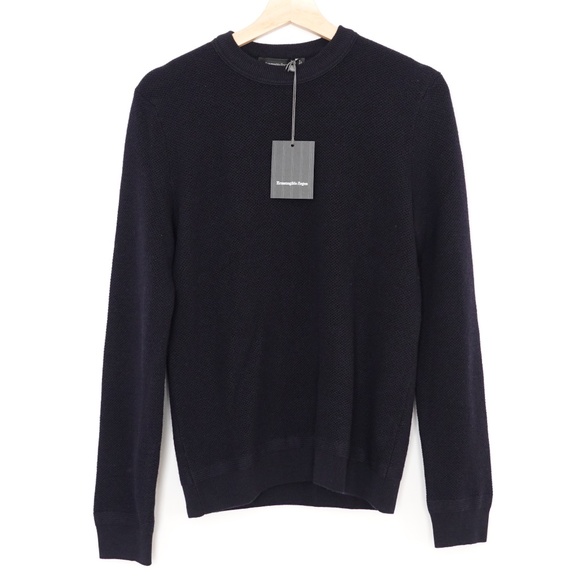 Ermenegildo Zegna Men's Crewneck Wool & Cashmere Sweater - Small 48 - Dark Blue - Picture 1 of 9